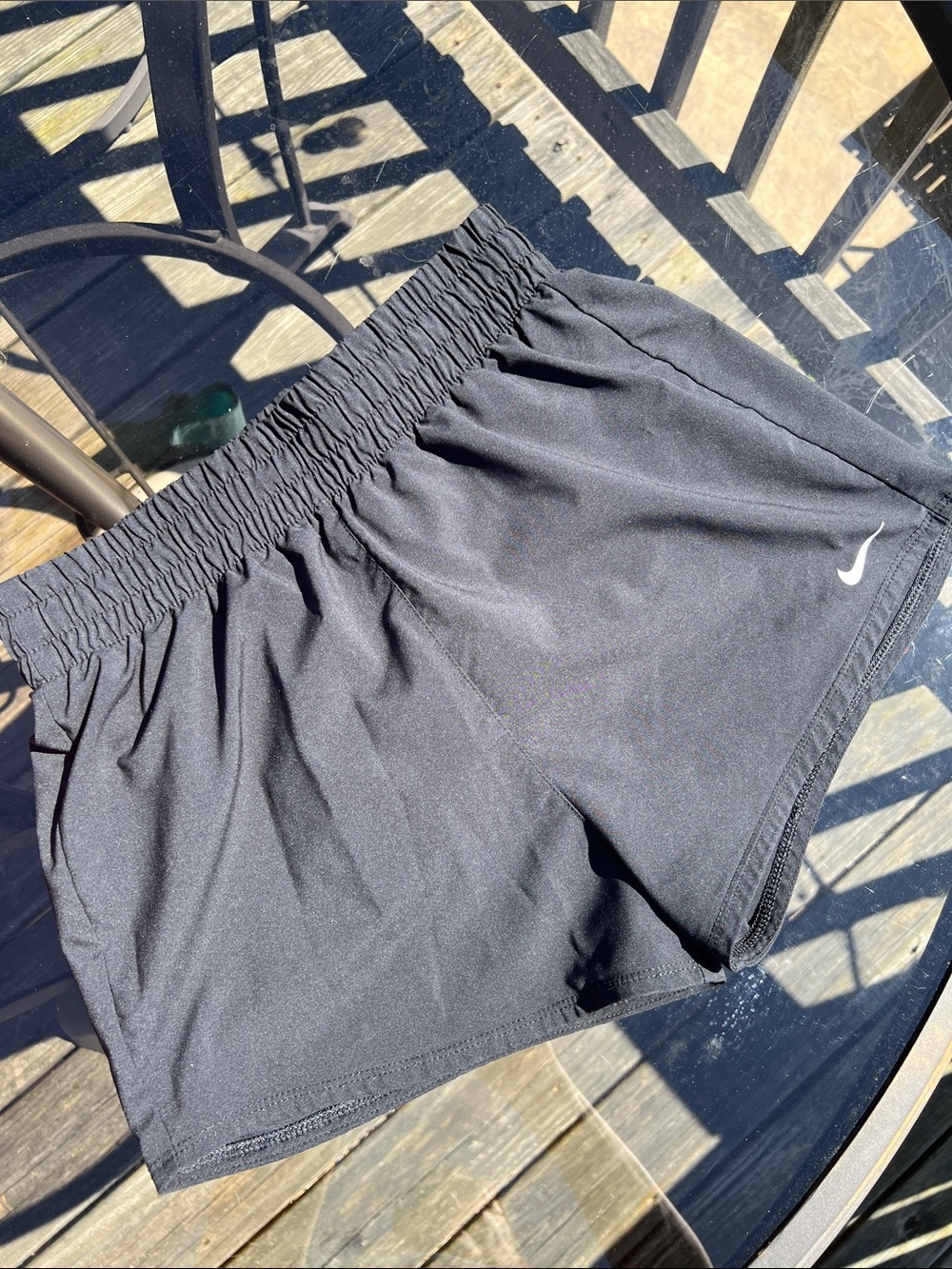 Nike Black Girls' Athletic Shorts with White Swoosh